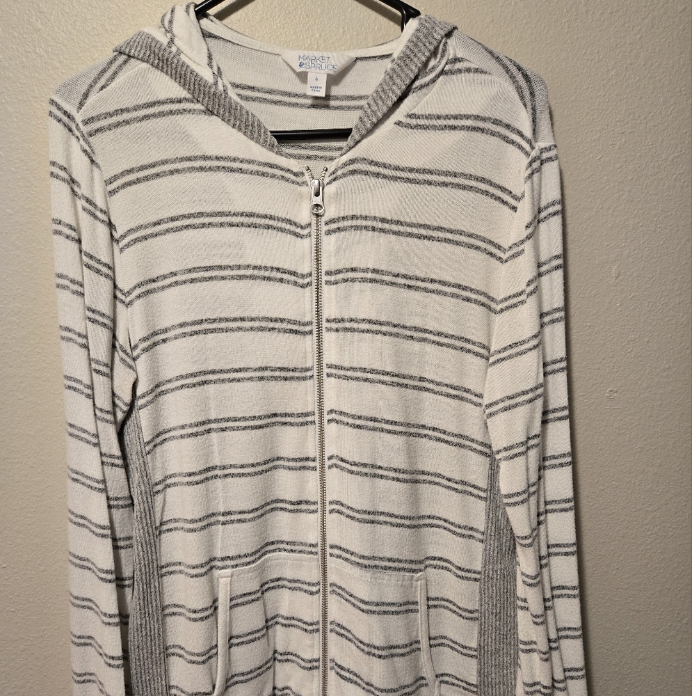 Market & Spruce - Knit Hooded Zip sweater - Women's Size L